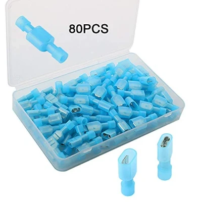 Abbildung von QitinDasen 80Pcs Premium Vollisoliertes Schnellverbinder, Flachsteckhülsen, Männlich/Weiblich Nylon Crimpverbinder Steckverbinder (40 Paar Blau, 10A / 16 14 AWG)