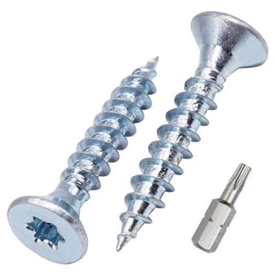 Abbildung von SKIR&#039;CO (50 Stück) Holzschrauben aus verzinktem Stahl, 5,0 x 30 mm, Torx Kopf, Senkkopf, Spanplattenschrauben, Vollgewinde