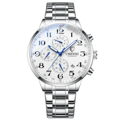 Abbildung von JewelryWe Herrenuhr Chronograph Leuchtend Uhr: 30m Wasserdicht Analog Quarz Edelstahl Armbanduhr Herren Drei Augen Multifunktional Uhr mit Kalender, Stoppuhr, Leuchtzeiger, Schwarz Digital Zifferblatt
