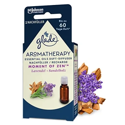 Abbildung von Glade Aromatherapy Essential Oils Duft Diffuser Nachfüller, Moment of Zen, Lavendel + Sandelholz Aroma Diffuser, 17.4ml