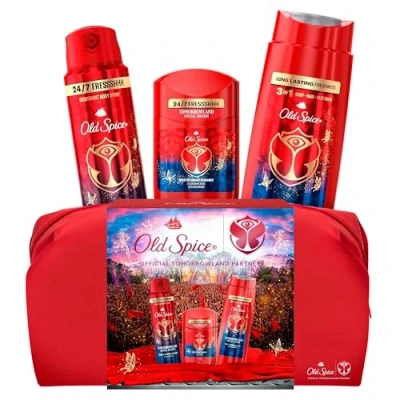 Abbildung von Old Spice Tomorrowland Geschenkset in Sonderedition mit Kulturtasche, Deostick, Deospray und Duschgel, 24 7 Frischhh bei täglicher Anwendung