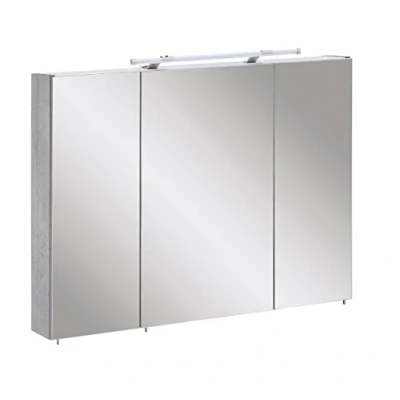 Abbildung von Schildmeyer Spiegelschrank »Dorina, mit höhenverstellbaren Glasböden«, Breite 90 cm, 3 türig, LED Beleuchtung, Schalter /Steckdosenbox