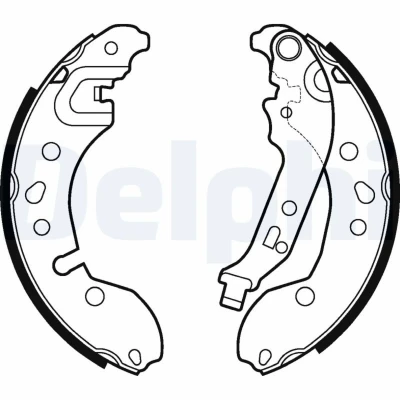 Abbildung von DELPHI LS2124 Bremsbacken 203 38 RENAULT: CLIO 2, TWINGO II Box Body / Hatchback, SMART: Fortwo III Coupe, DACIA: Sandero I