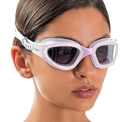 Abbildung von AqtivAqua Polarisiert Schwimmbrille Herren Damen Schwimmbrillen Erwachsene Kinder DX P (Rosa weiß, Polarisiert)