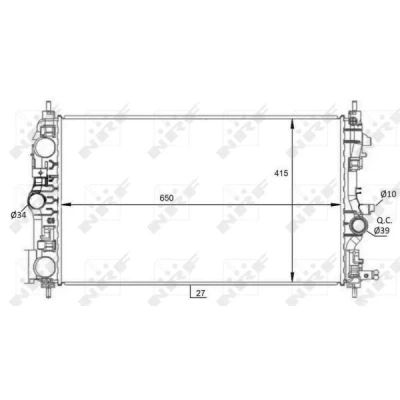 Abbildung von NRF 59076 Kühler, Motorkühlung Aluminium 650 415 27 Kühlrippen gelötet OPEL: Zafira C Tourer, Insignia A Sports Tourer