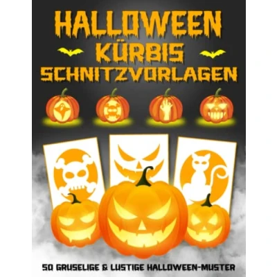 Abbildung von Halloween kürbis Schnitzvorlagen: Schnitzschablonen für Dekoration 50 Vorlagen schnitzen, Gruselige schablone Kinder und Erwachsene