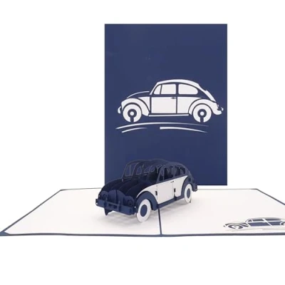 Abbildung von Pop Up Karte Auto“ in Blau 3D Karte, Geschenk, Geldgeschenk zum Führerschein mit Modell Automobil