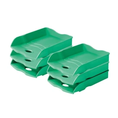 Abbildung von HAN Briefablage Re LOOP, 6 STÜCK, 100% recycled, Dokumentenablage, Briefkorb, Briefhalter, Papierablage, bis Format DIN A4/C4 Unterlagen, 10298 905, grün