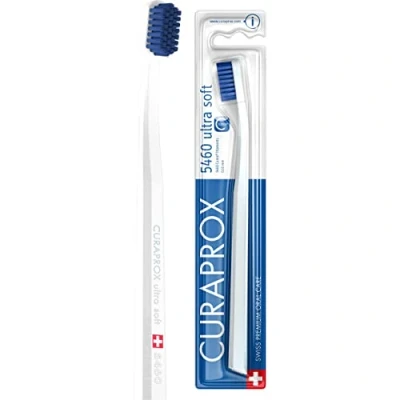 Abbildung von Curaprox Zahnbürste CS 5460 Ultra Soft Handzahnbürste für Erwachsene mit CUREN Borsten Weiß Blau