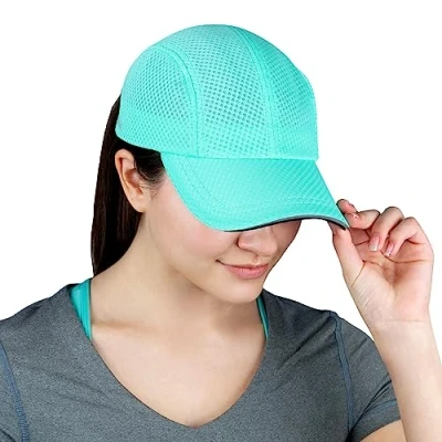 Abbildung von TrailHeads Cap Damen zum Joggen Race Day Performance Cappy Frauen Leichte &amp; Schnell Trocknende Sport Sommer aus Mesh mit Reflektierendem Rand meeresgischt grün