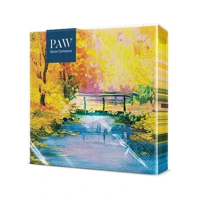 Abbildung von PAW Servietten 3 lagig (33 x 33 cm) I 20 Stück Perfekt für Geburtstage, Partys, Meetings Herbst Tischdekoration Bunte Papierservietten Rustikale Brücke Fluss Bäume Blätter Golden Bridge