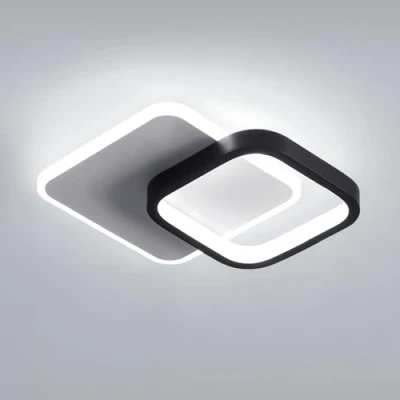 Abbildung von Comely Moderne LED Deckenleuchte, 24W 6500K Deckenlampe mit quadratischem Design, für Wohnzimmer, Flur und Treppenhaus, Schwarz Weiß