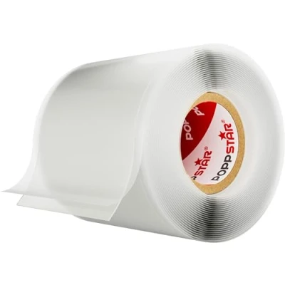 Abbildung von POPPSTAR 3m selbstverschweißendes Silikonband, Silikon Tape Reparaturband, Isolierband und Dichtungsband (Wasser, Luft), 50mm breit, transparent