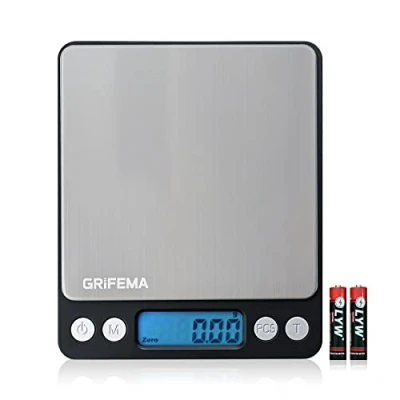 Abbildung von GRIFEMA Küchenwaage Digitale Profi (Hochpräzise 0.01g 500g) Feinwaage mit LCD Display und 2 Batterien, Briefwaage Abstellautomatik Tara, Kitchen Scale Klein 6 Maßeinheit