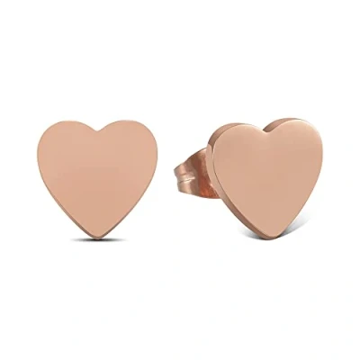 Abbildung von Ohrstecker Herz Rosegold für Damen mit 18K Vergoldung inkl Geschenkbox I rosegoldene Herzen Ohrringe