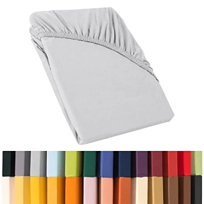 Abbildung von CelinaTex Relax Boxspringbett Wasserbett Spannbettlaken 140x200 160x220 cm Silber grau Jersey Mako Baumwolle 160g/qm Laken