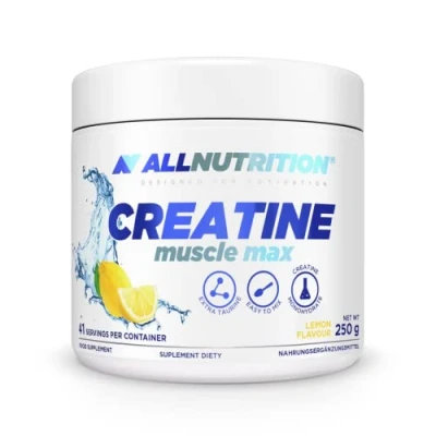 Abbildung von ALLNUTRITION Creatine Muscle Max Nahrungsergänzungsmittel Creatin Monohydrat mit Taurin Leistungssteigerung und Muskelaufbau ohne Zuckerzusatz Instantpulver 250g Zitrone
