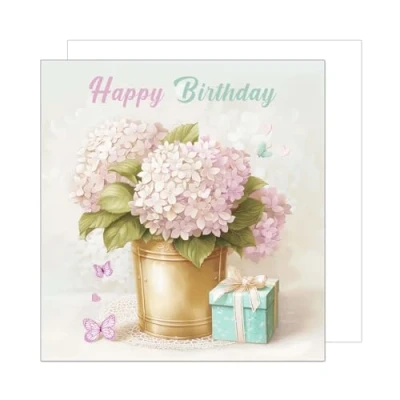 Abbildung von Edition Seidel Premium quadratische Geburtstagskarte mit Umschlag. Glückwunschkarte Happy Birthday Billet Karte für Frau Mama Oma Freundin Kollegin Blumen Hortensien (GQ247 SW024)