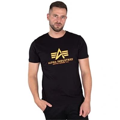 Abbildung von Alpha Industries Tshirt print, Herren, Größe: Medium, Black /neon orange