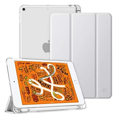 Abbildung von Fintie Hülle mit Pencil Halter für iPad Mini 5 2019 Ultradünne Superleicht Schutzhülle transparenter Rückseite Abdeckung Auto Schlaf/Wach (5. Generation), Silber