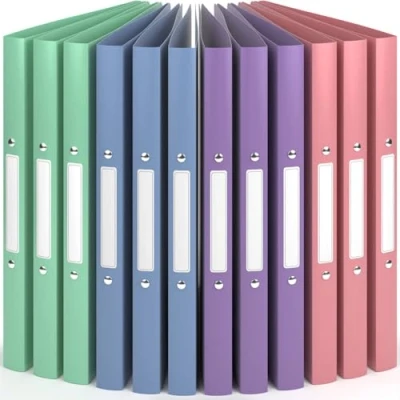 Abbildung von ACROPAQ 12 x Ringbuch A4 Mit 2 Ringen, Rückenetiketten, Rückenbreite 2,5 cm, Wind, Natur Farbkollektion Ringhefter, Ringordner, Ordner Schmal, Ringmappe A4, Schulordner