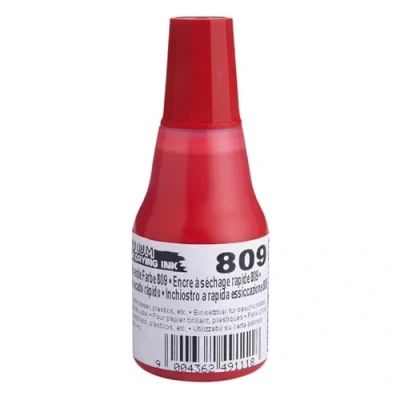 Abbildung von COLOP schnelltrocknende Stempelfarbe 809 rot, abgefüllt zu 25 ml 146231