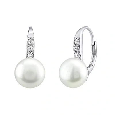 Abbildung von SILVEGO Damen Ohrringe aus 925 Sterling Silber mit weißer Perle und Zirkonia