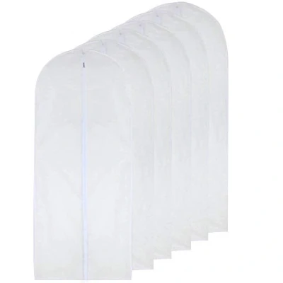 Abbildung von HomeClean Kleidersack klar für langes Kleid 60cm x 153cm mottenfeste Kleidersäcke weiß atmungsaktiv voller Reißverschluss Staubschutz Kleidung Lagerung Schrank Packung mit 6