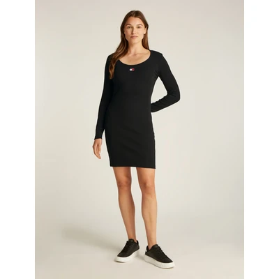 Abbildung von Tommy Jeans Badge Bodycon Dress Strickkleid, Damen, Größe: Large, Black