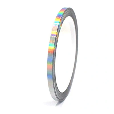 Abbildung von (0,79/m) 10 Meter Hologramm Zierstreifen Basteln Möbel Auto Motorrad Modellbau Deko Dekorstreifen Klebestreifen selbstklebend DIY (Hologramm Silber, 5mm Breite)