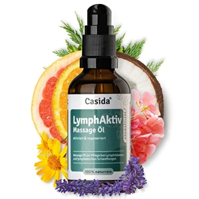 Abbildung von Casida® LymphAktiv Massage Öl Anregendes Massageöl aus 100% naturreinen Ölen Pflege bei Lymphdrainage, Cellulitis, dicke Beine, Beinmassage &amp; Wassereinlagerungen 50 ml