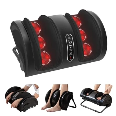 Abbildung von Snailax Shiatsu Fußmassagegerät mit Wärme, Wadenmassagegerät zur Schmerzlinderung, Beinmassagegerät elektrisch Kneten und Rollen, Geschenke für Männer Väter Frauen