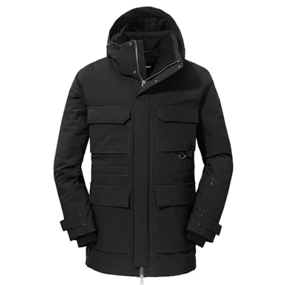 Abbildung von Schöffel Herren Down Parka Ridgeland M, wind und wasserdichter Daunenparka mit RDS zertifizierten Federn, leichte Outdoorjacke Wärmekragen Kapuze, black, 50