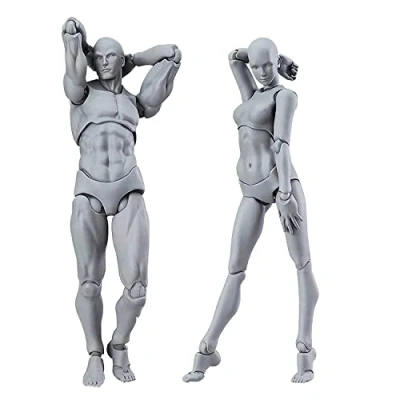 Abbildung von Künstlerpuppe Blockhead Jointed Mannequin Drawing Figures, Small Figure Model for Sketching, Painting, Drawing, Artist Male+Female Set