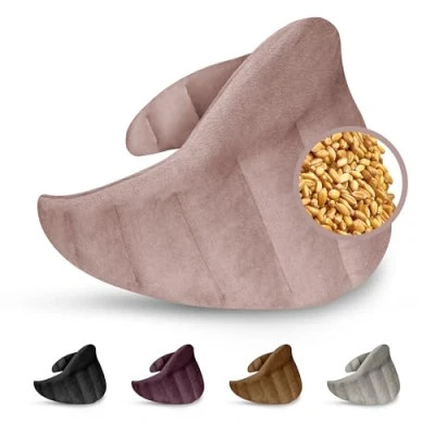 Abbildung von LESCHI XXL Wärmekissen für Mikrowelle (60x28 cm), 100% Bio Baumwolle und Weizen, 11 Kammer Körnerkissen, Rosa, anschmiegsames Schulterwärmer ideal bei Verspannungen an Schulter Nacken Hals Rücken
