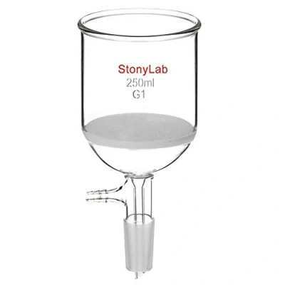 Abbildung von StonyLab Glas Buchner Trichter Filter, Borosilikatglas Vakuum Filtertrichter mit Grober Fritte(G1), 76mm Scheibendurchmesser, 80mm Tiefe, 24/40 Standard Taper Innengelenk 250ml