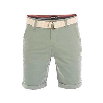 Abbildung von riverso Chino Shorts Herren mit Gürtel Regular Fit RIVHenry Kurze Hosen Bermuda Knopfleiste Stretch, Größe:W 38, Farbe:Cypress Green
