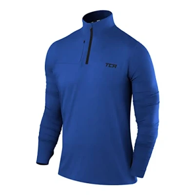 Abbildung von TCA Funktionsshirt Herren Langarm Fusion Pro Quickdry Langarmshirt atmungsaktiv Wandershirt Laufshirt mit Reißverschluss Outdoor Longsleeve Sport Pullover Blau, XXL