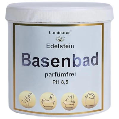 Abbildung von Basenbad basisches Badesalz zur Entgiftung und Entsäuerung, 750g Basenpulver für Vollbad, Fußbad, Peeling, Luminares Edelstein Basensalze