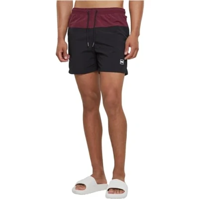 Abbildung von Urban Classics Block Badeshorts, Herren, Größe: XL, Cherry black