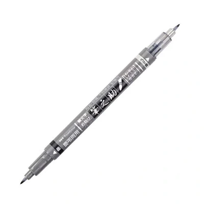 Abbildung von Tombow WS TBS Brush Pen Fudenosuke, zwei weiche Spitzen, Twin Schreibfarben schwarz/grau, 1 Stück (1er Pack)