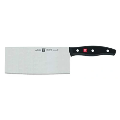 Abbildung von ZWILLING Twin Pollux Chinesisches Kochmesser, Klingenlänge: 18,5 cm, Großes Klingenblatt, Rostfreier Spezialstahl/Kunststoff Griff im Nietendesign, Schwarz