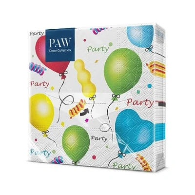 Abbildung von PAW Serviette Papier 3 Plis (33 x 33 cm) I Lot de 20 Décoration Table, Ballons, Cœur Créées Pour les Petits des Serviettes Parfaites Anniversaires, la Fête Enfants, Etc (Party)