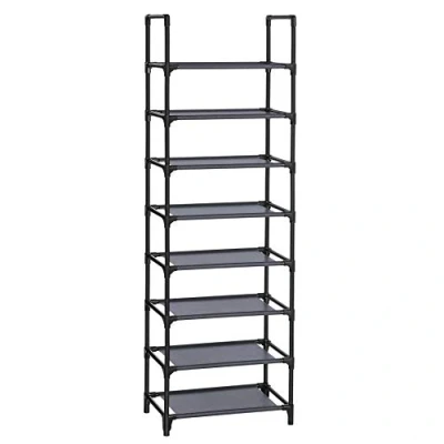 Abbildung von SONGMICS Schuhregal, Schuhablage, 8 Ebenen, offener Schuhschrank, Schuhaufbewahrung, schmal, 28 x 46 145 cm, Metallgestell, Ablagen aus Vliesstoff, für Flur, Schlafzimmer, grau LSR024G02