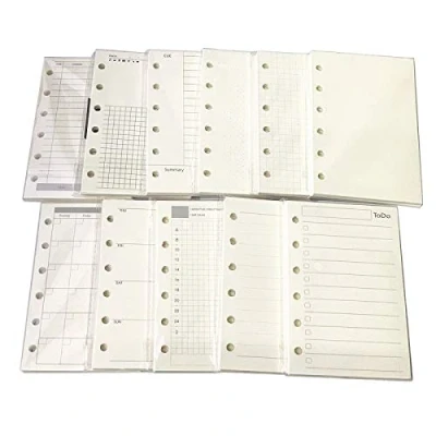 Abbildung von A7 Planner Inserts for 11 Packs, Agenda Refill, 100 gsm Thicker Paper/4.84 x 3.23&#039;&#039;, 45 Sheets(90 Pages) per Pack, Designs Included, 6 Holes Pocket Binder, Harphia