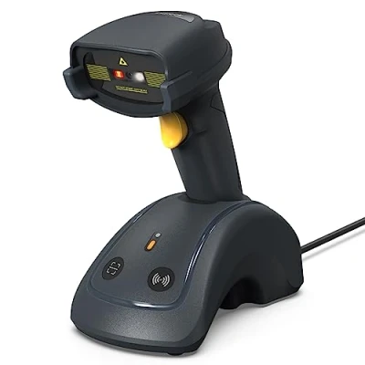 Abbildung von Inateck Barcode Scanner Bluetooth, 2D QR Code Kabellos, Mega Pixel Handscanner mit Intelligente Basis für Mobile Zahlung PC Bildschirm Scan Unterstützt IOS &amp; Android, BCST 91