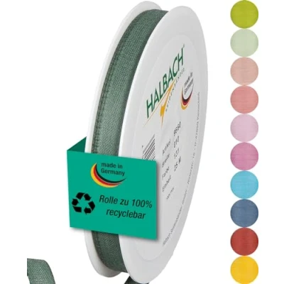 Abbildung von Halbach Seidenbänder Geschenkband Breite 10mm Länge 25m Schleifenband made in Germany Geschenkbänder Vielzahl von Farben und Breiten, perfekt zum Verpacken Dekorieren, Farbe: dunkelgrün
