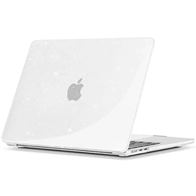 Abbildung von TECOOL Hülle Kompatibel mit MacBook Air 13.6 Zoll M3 M2 2024 A3113 u. 2022 A2681, Ultradünne Hartschale Schutzhülle Case, Glitzer Klar