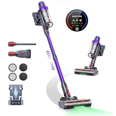 Abbildung von SMOTURE Akku Staubsauger, 550W 45KPA 60 Min. Laufzeit Selbststehender Staubsauger für Zuhause, Kabellos mit Wandmontierte Ladestation,Automatikmodus,Abnehmbare Akku,Touchscreen