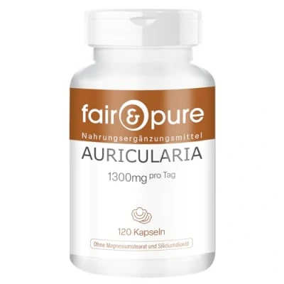 Abbildung von Fair &amp; Pure® Auricularia 650mg (Auricularia auricula judae) vegan natürlich 120 Kapseln